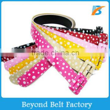 Women's 2" High Waist Candy Color Dot Print Patent Leather Belt