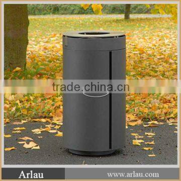 Public outdoor metal recycling trash bin