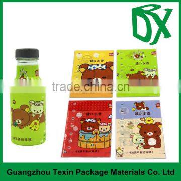 Good quality free sample wholesale pvc shrink wrap bottle label for drinking packaging