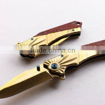 OEM Titanium golden coated 5Cr15 pocket knife