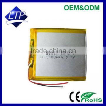 Good Quality A grade cell Rechargeable 406066 lithium polymer battery pack 3.7V 1600 mah Li-polymer battery for tablet PC