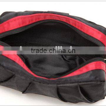 Fashion Black Satin Portable Travel Pouch Toilet Bag Functional Cosmetic Bag