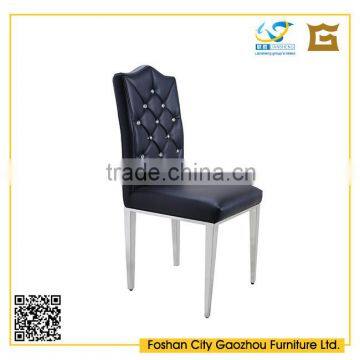 Comfortable metal legs tufted leather seat dining chair for dining room furniture