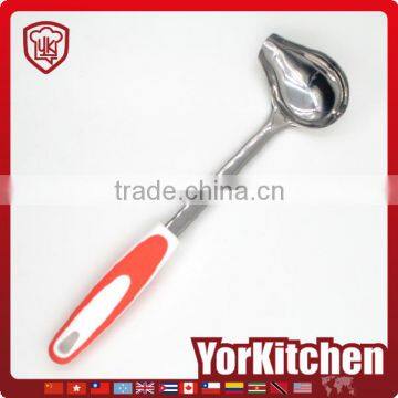 Novel design TPR handle FDA LFGB Grade stainless steel gravy sauce ladle