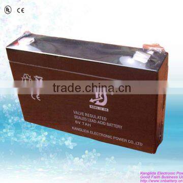 Maintenance free rechargeable lead-acid battery for packing lot lock 6v7ah