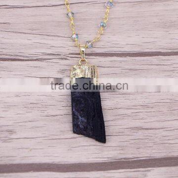 Natural Black Tourmaline Druzy Pendant Simple Design Jewelry Pendant For Men or Women