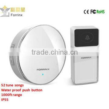 Forrinx NEW Intelligent Wireless Doorbell Kit 52 Different Melodies 25-110 dB Volume Range Wireless Doorbells water proof