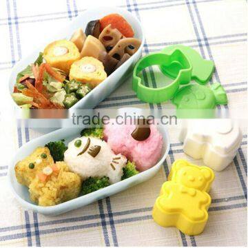 3pcs Bento Onigiri Sushi mold of Elephant and Bear and Fish