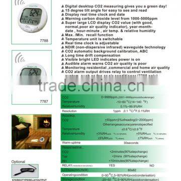 AZ7788 Carbon Dioxide Gas Detector 0~9999 Ppm Range CO2 Analyzer With Alarm System photo-6