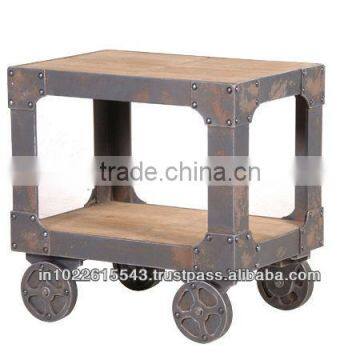 Industrial furniture SMALL LAMP TABLES WITH WHEELS