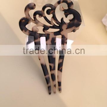 Cellulose Acetate Filigree Pattern French Twist Hair Comb Tortoise Glossy Celluloid Shell Good Grip Updo 3 Teeth Hair Side Comb