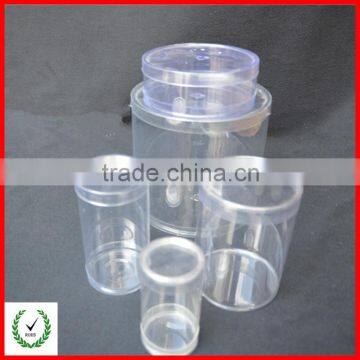 Custom made rerecycled transparent PET/PVC/PP plastic round cylinder boxes