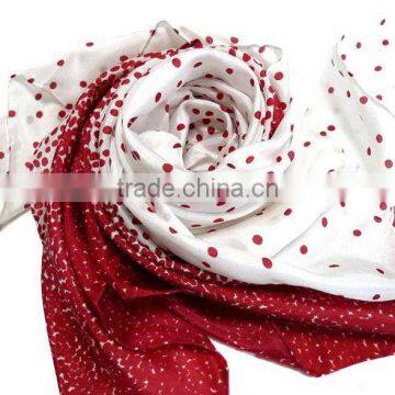 Long Satin Flower Silk Shawl