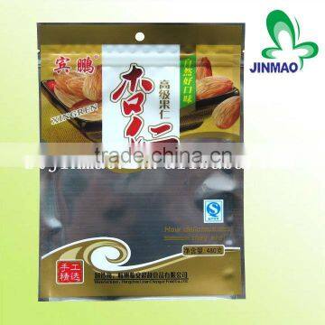 Plastic food packaging snack bag with zipper