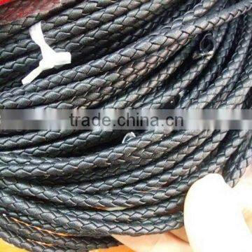 Wholesale genuine 4mm round genuine nappa leather cords for bracelet jewelry