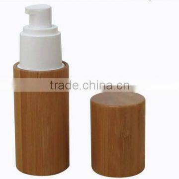 wooden bamboo bottle with pump cap for cosmetic