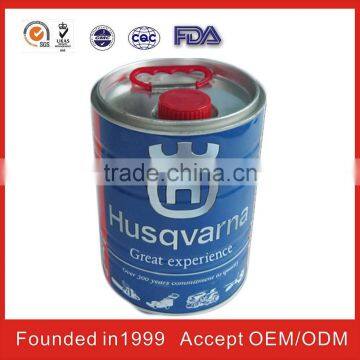 round shape Chemical fluid tin box with screw cap for UN,ISO,SGS,CQC