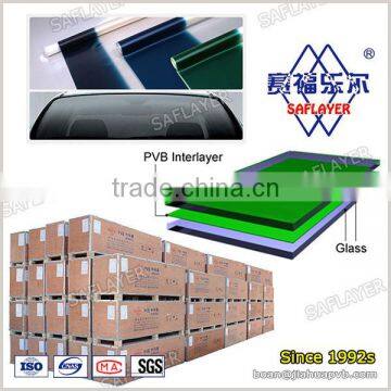 0.76 green on clear pvb film for auto windshield glass