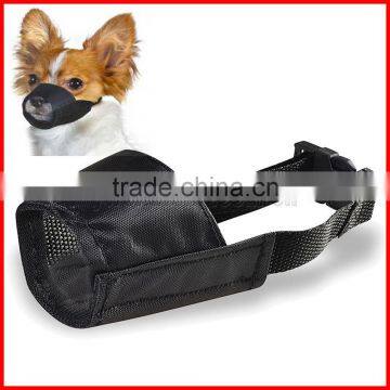 Black Pet Adjustable Dog Muzzle Fabric Nylon Comfortable Soft No Bark Bite Chew