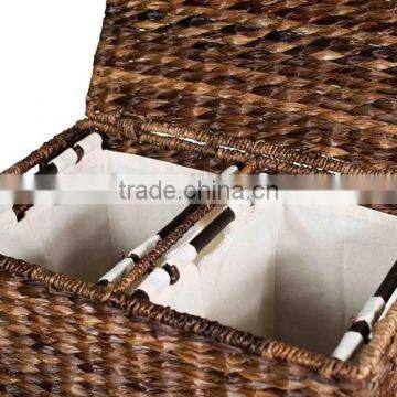 Eco-friendly Dyeing Water Hyacinth Woven Laundry Hamper With Liner photo-3