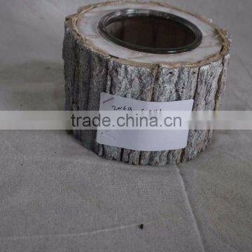 decorative handmade wooden tea light candle holder glass for decoration