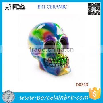 Glaze Large Moulded Skull Ceramic Money Bank Halloween Novelty Gift