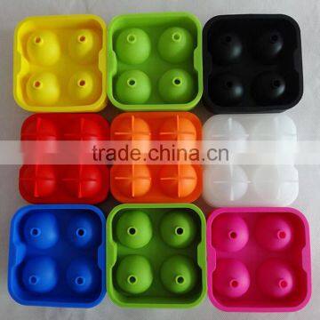 New Round Silicone Ice Balls Maker Tray FOUR Large Sphere Cube Molds