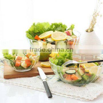 Very Large Decorative Clear Glass Salad Bowls