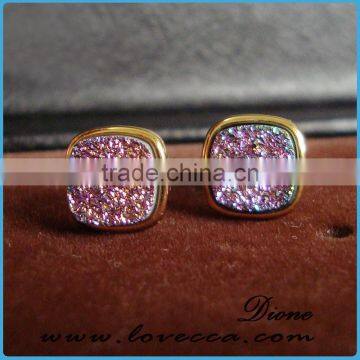 Cheap Wholesale Stud Earrings Cystal Agate Drusy Stud Earrings photo-2