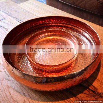 round big copper plated tray