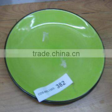 Brown rimed solid color bulk ceramic dinner plate