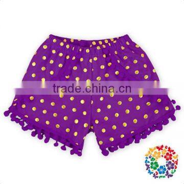 Small Pink Gold Dots Running Shorts Pom Pom Girls Ruffle Shorts photo-6