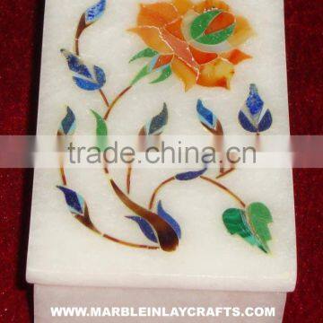 White Marble Inlay Box, Marble Inlay Jewellery Boxes, Handmade Marble Box