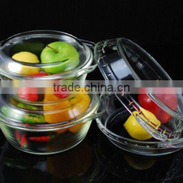 High Quality Clear glass salad bowl with glass lid