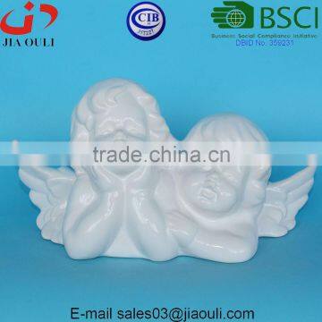 Glazed white Decorative Ceramic Angel Ornament for gifts