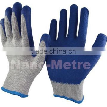 NMSAFETY cheap recycle latex work gloves 10 gauge polycotton liner latex safety glove