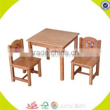 Wholesale beautiful wooden kids table and 2 chairs new design wooden baby table and 2 chairs W08G090