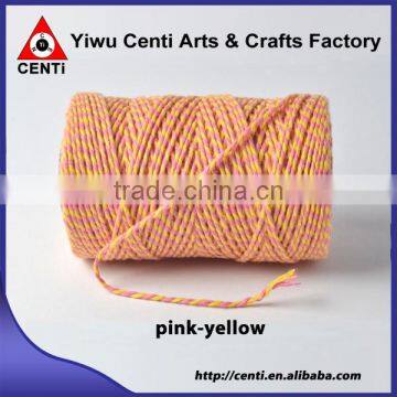 Factory sale pink and yellow coloured original cotton bakers twine for mother's day