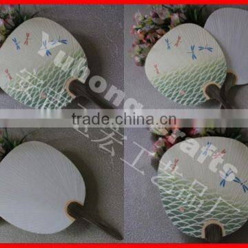 Environmental paper round fan with wood handle