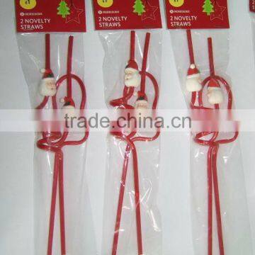 Santa head curly drinking straws