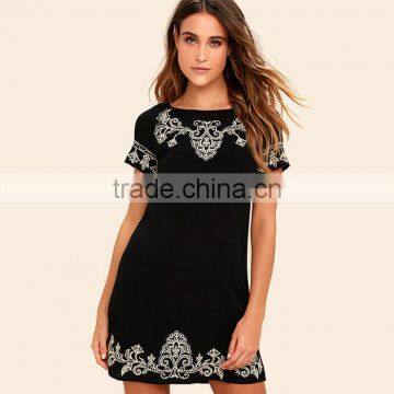 Wholesale Boutique Clothing China Machine Embroidery Shift Dress