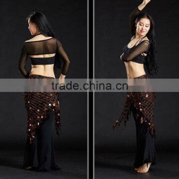 Tribal Triangle Crochet Sequin Hip Shawl Triangle Belly Dance Hip Scarf photo-3