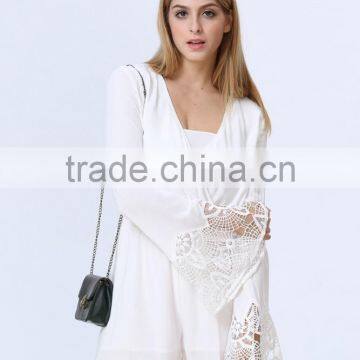 Casual Wrap Crochet Flare Sleeves White Colour Playsuit photo-2