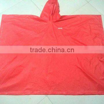 Waterproof Red Reusable 100% PVC Rain Poncho