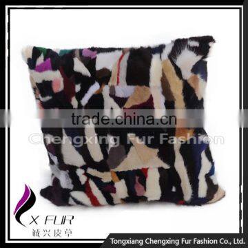 CX-D-81 Custom Made Real Mink Fur Patchwork Pillowcase ,Decorative Pillow Cover photo-2