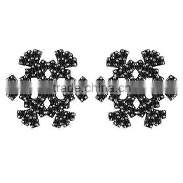 Trendy Noble black zircon snowflake silver color stud earring