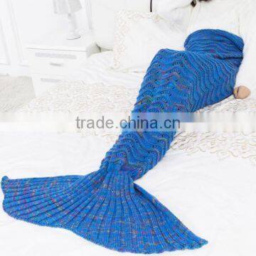 2017 latest arrival zigzag knitting pattern crochet knit fish tail blanket