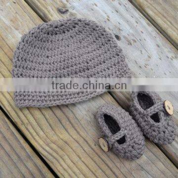 Hot Sale Autumn Winter Baby Toddler Crochet Wool Shoes Set Cute Style Infant Hand Knit Shoes photo-4
