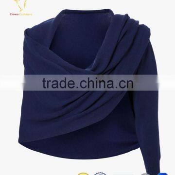 Navy Blue Wrap Poncho Shawl photo-3