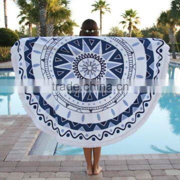 59inches Diameter Round Beach Towel With Tassel photo-2